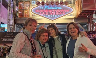 Group of women celebrating a bachelorette party at Las Vegas Downtown.